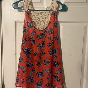 No Boundaries Floral & Lace Tank/Blouse